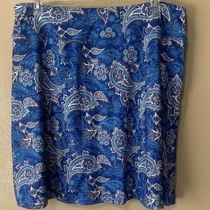 Koral Blue XXL Paisley A-Line Skirt, Lined Shorts Back Zipper NWT